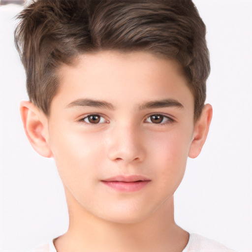 Neutral white child male with short  brown hair and brown eyes