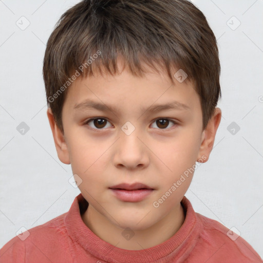 Neutral white child male with short  brown hair and brown eyes