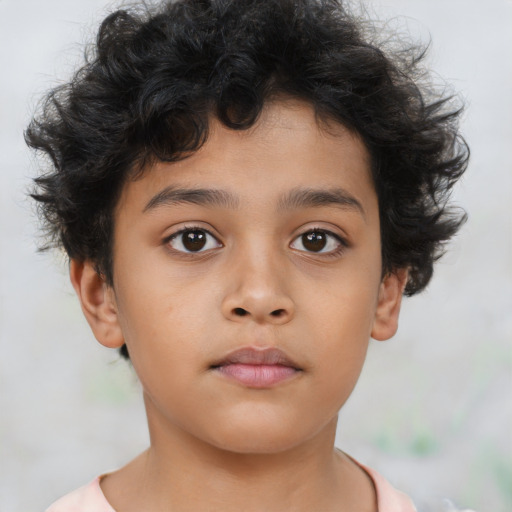 Neutral asian child male with short  brown hair and brown eyes