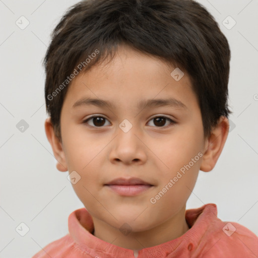 Neutral white child male with short  brown hair and brown eyes