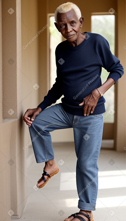 Tanzanian elderly male with  blonde hair