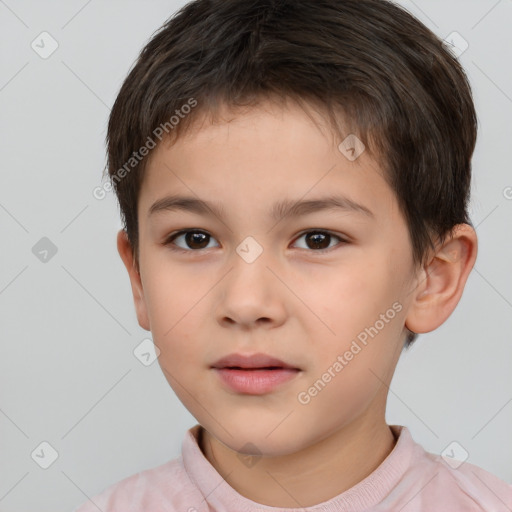 Neutral white child male with short  brown hair and brown eyes