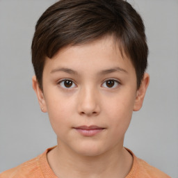 Neutral white child female with short  brown hair and brown eyes