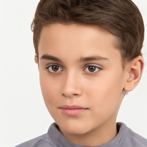 Neutral white child male with short  brown hair and brown eyes