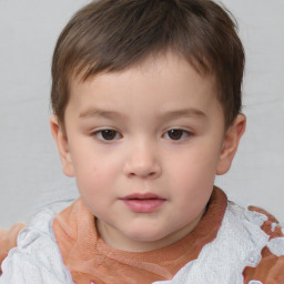 Neutral white child male with short  brown hair and brown eyes