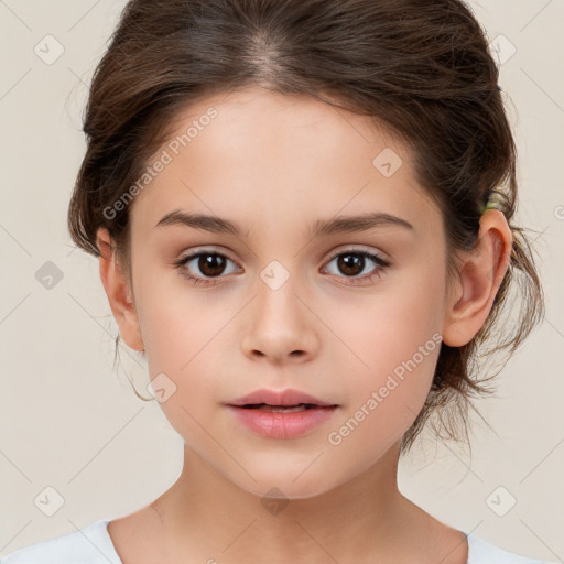 Neutral white child female with medium  brown hair and brown eyes