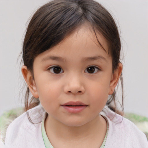 Neutral white child female with medium  brown hair and brown eyes