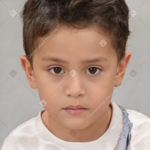 Neutral white child male with short  brown hair and brown eyes