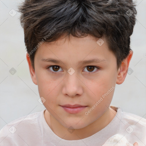 Neutral white child male with short  brown hair and brown eyes