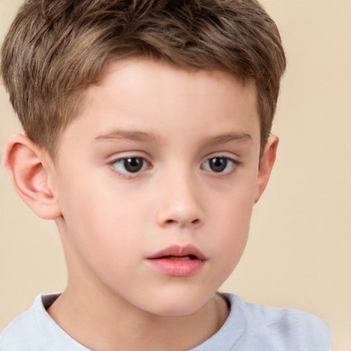 Neutral white child male with short  brown hair and brown eyes