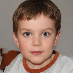 Neutral white child male with short  brown hair and brown eyes