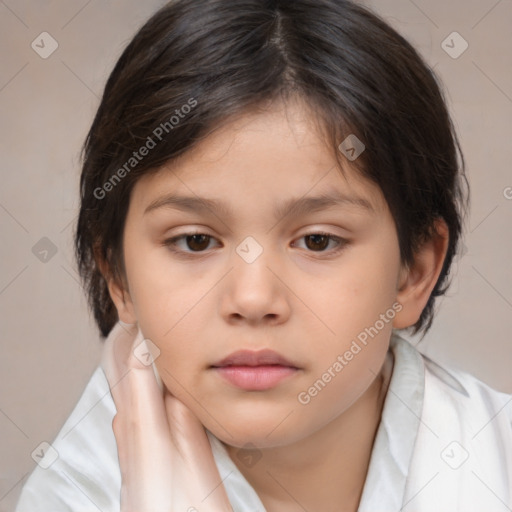 Neutral white child female with medium  brown hair and brown eyes