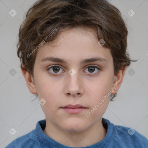 Neutral white child male with short  brown hair and brown eyes