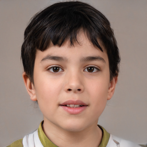 Neutral asian child male with medium  brown hair and brown eyes