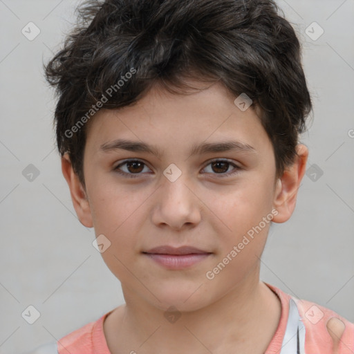 Neutral white child male with short  brown hair and brown eyes