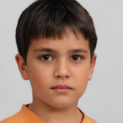 Neutral asian child male with short  brown hair and brown eyes