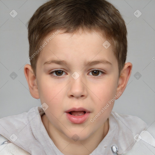 Neutral white child male with short  brown hair and brown eyes