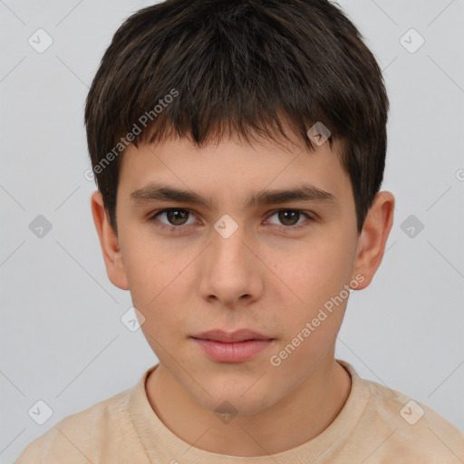 Neutral white child male with short  brown hair and brown eyes