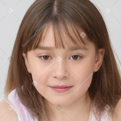 Neutral white child female with medium  brown hair and brown eyes