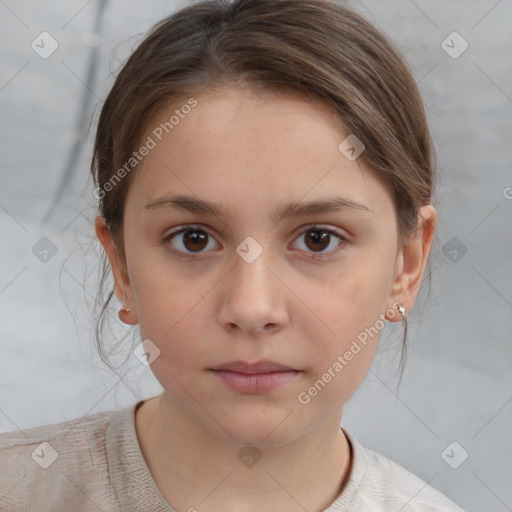 Neutral white child female with medium  brown hair and brown eyes