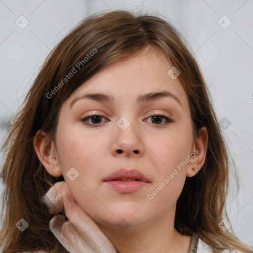 Neutral white child female with medium  brown hair and brown eyes