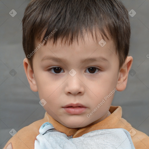 Neutral white child male with short  brown hair and brown eyes