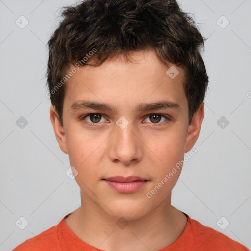 Neutral white child male with short  brown hair and brown eyes