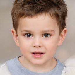Neutral white child male with short  brown hair and brown eyes