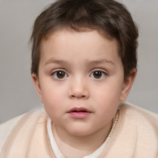 Neutral white child male with short  brown hair and brown eyes