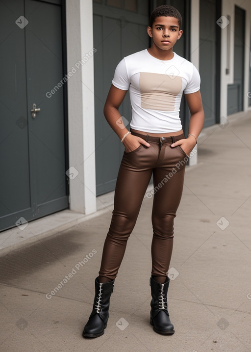 Dominican teenager boy with  brown hair