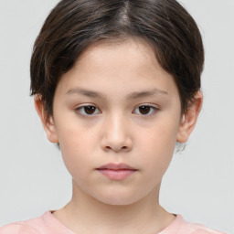 Neutral white child female with short  brown hair and brown eyes