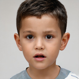 Neutral white child male with short  brown hair and brown eyes