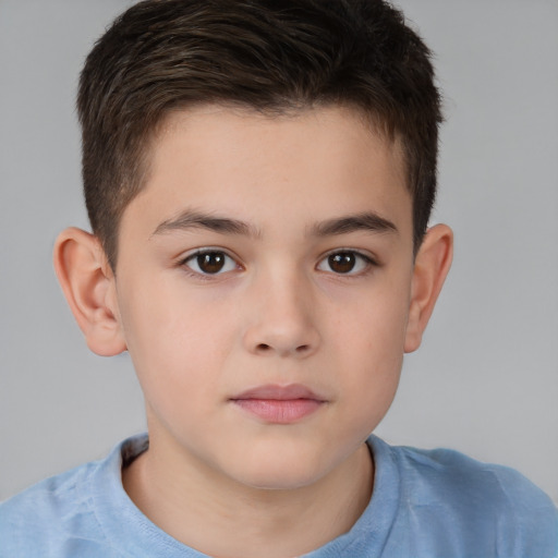 Neutral white child male with short  brown hair and brown eyes