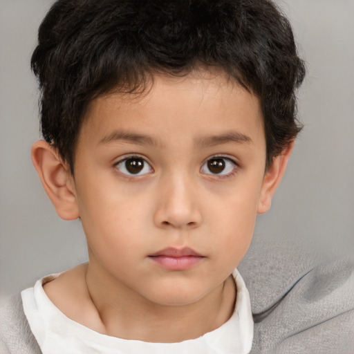 Neutral white child male with short  brown hair and brown eyes