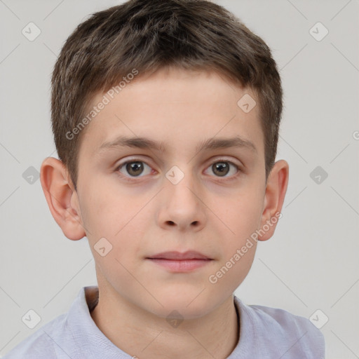 Neutral white child male with short  brown hair and brown eyes