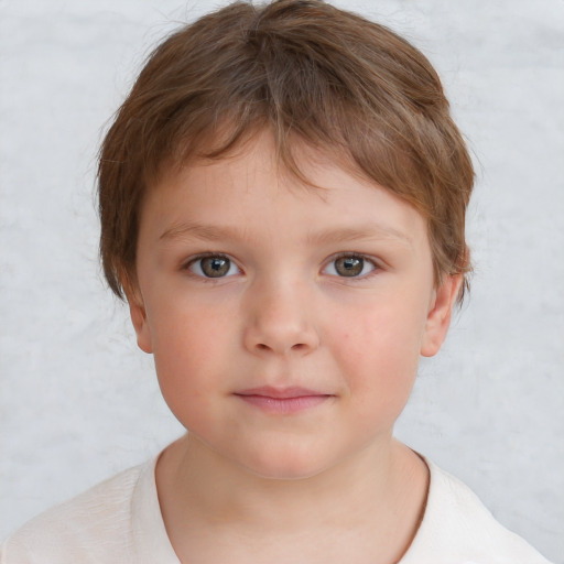 Neutral white child male with short  brown hair and brown eyes