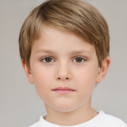 Neutral white child male with short  brown hair and brown eyes