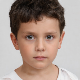 Neutral white child male with short  brown hair and brown eyes