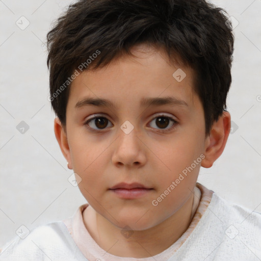 Neutral white child male with short  brown hair and brown eyes