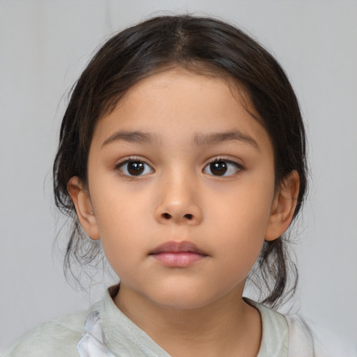 Neutral asian child female with medium  brown hair and brown eyes