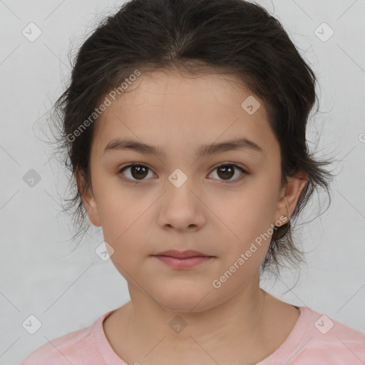 Neutral white child female with medium  brown hair and brown eyes