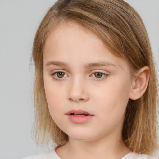 Neutral white child female with medium  brown hair and brown eyes