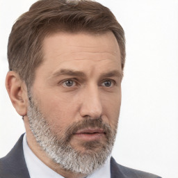 Neutral white adult male with short  brown hair and brown eyes