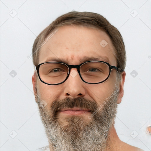 Neutral white adult male with short  brown hair and brown eyes