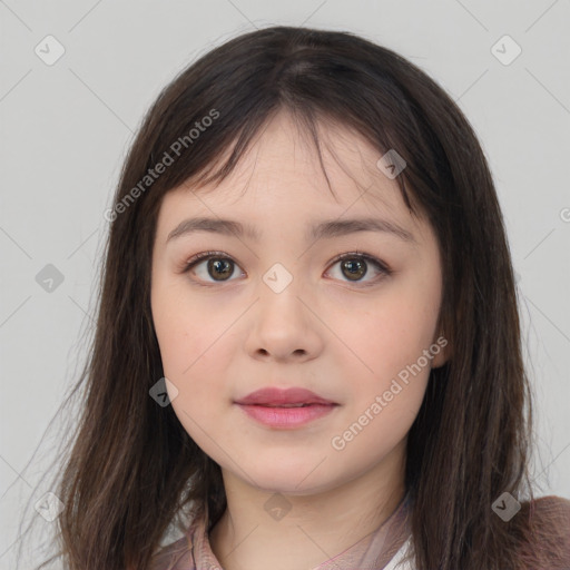 Neutral white child female with medium  brown hair and brown eyes