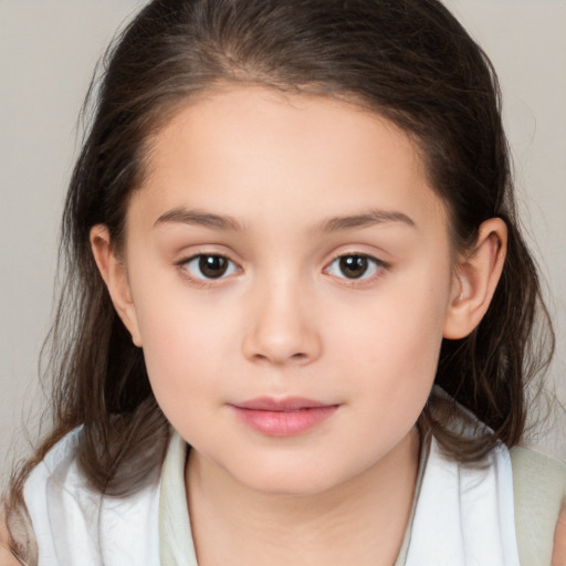 Neutral white child female with medium  brown hair and brown eyes