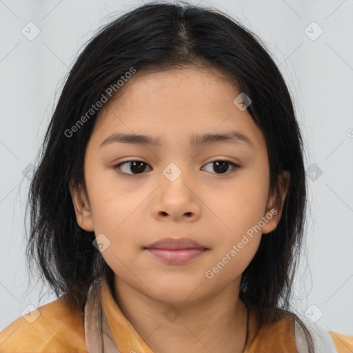 Neutral asian young-adult female with medium  brown hair and brown eyes