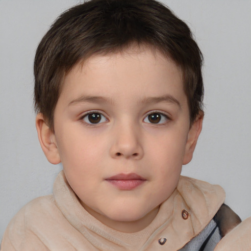 Neutral white child female with short  brown hair and brown eyes