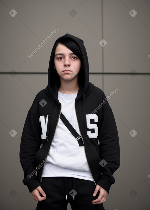 Dutch teenager non-binary with  black hair