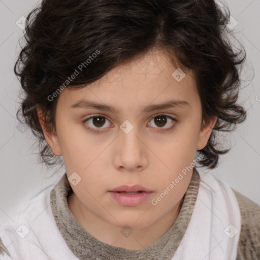 Neutral white child female with medium  brown hair and brown eyes